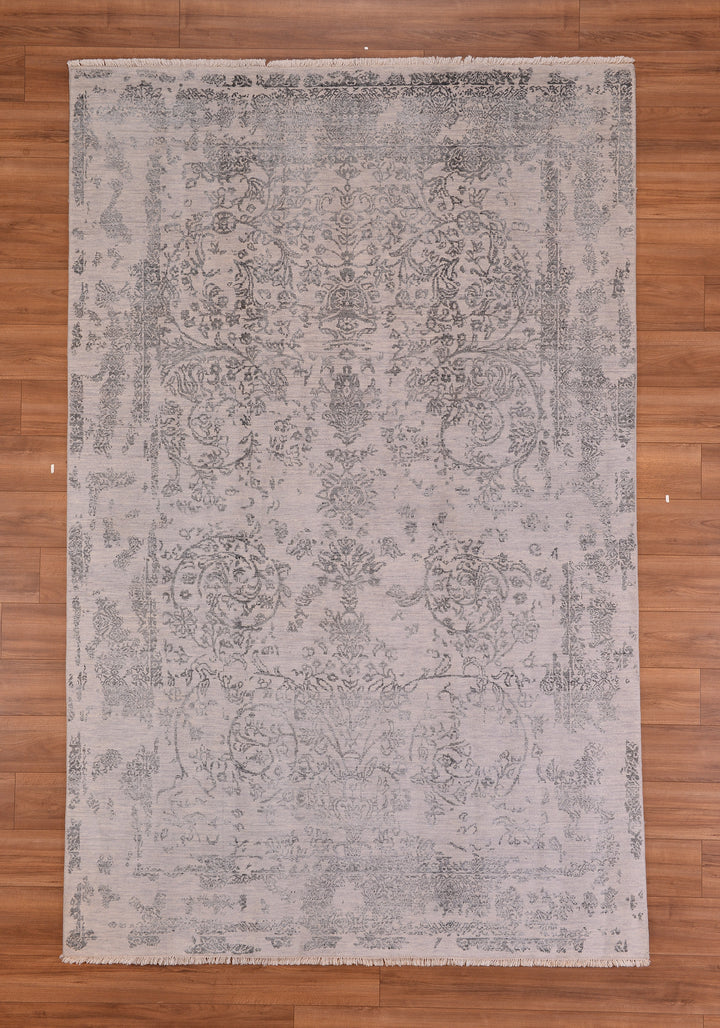 New Diamond Orjinal El Dokuması Gri Yün Bambu Halı 196x304 5.96 Metrekare - 8x10 ft