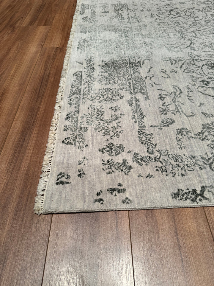 New Diamond Original Hand Woven Gray Wool Bamboo Carpet 196x304 5.96 Square Meters - 8x10 ft