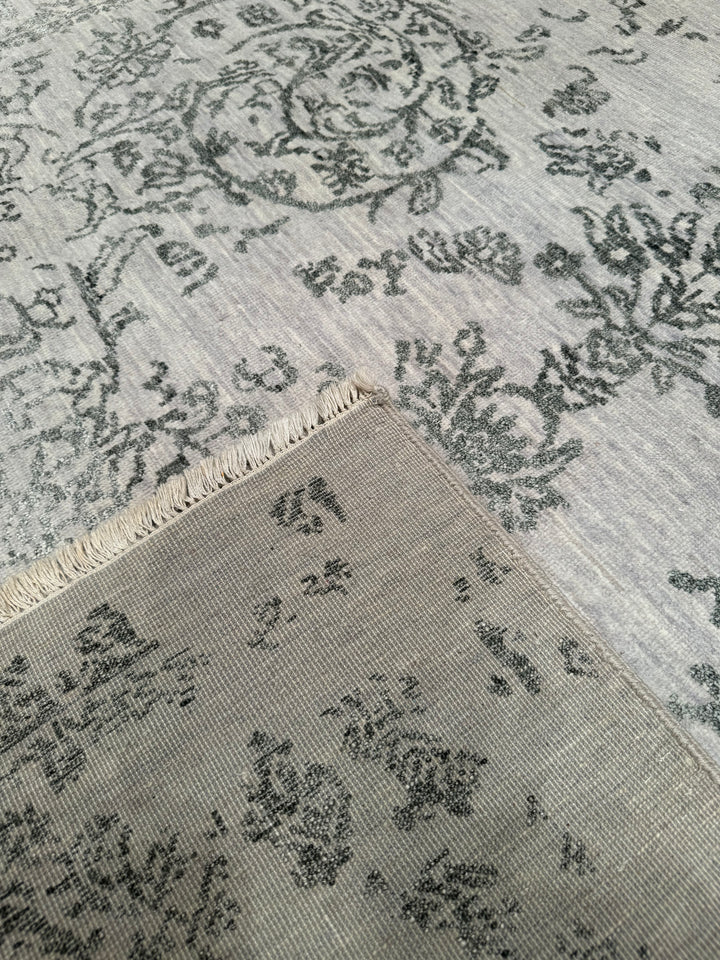 New Diamond Original Hand Woven Gray Wool Bamboo Carpet 196x304 5.96 Square Meters - 8x10 ft