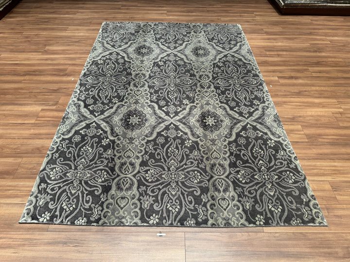 Diamond Original Hand Woven Gray Wool Bamboo Carpet 200x299 5.98 Square Meters - 5x8 ft