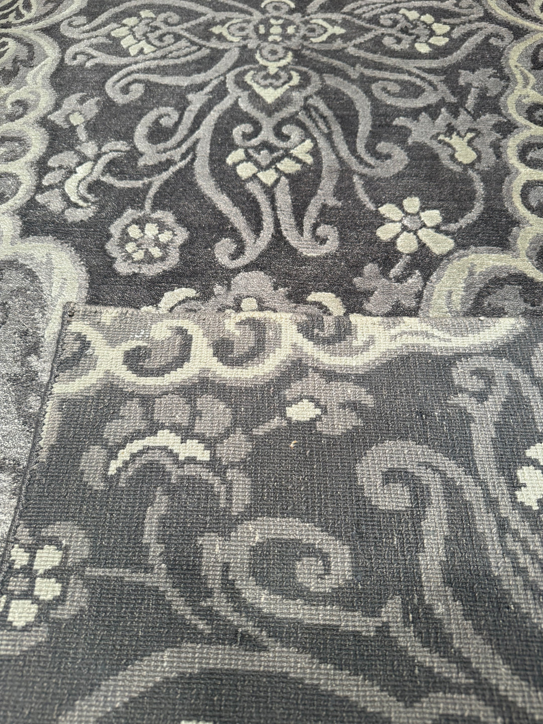 Diamond Original Hand Woven Gray Wool Bamboo Carpet 200x299 5.98 Square Meters - 5x8 ft