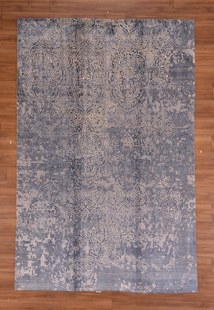 New Diamond Original Hand Woven Gray Wool Bamboo Carpet 200x295 5.90 Square Meters - 8x10 ft