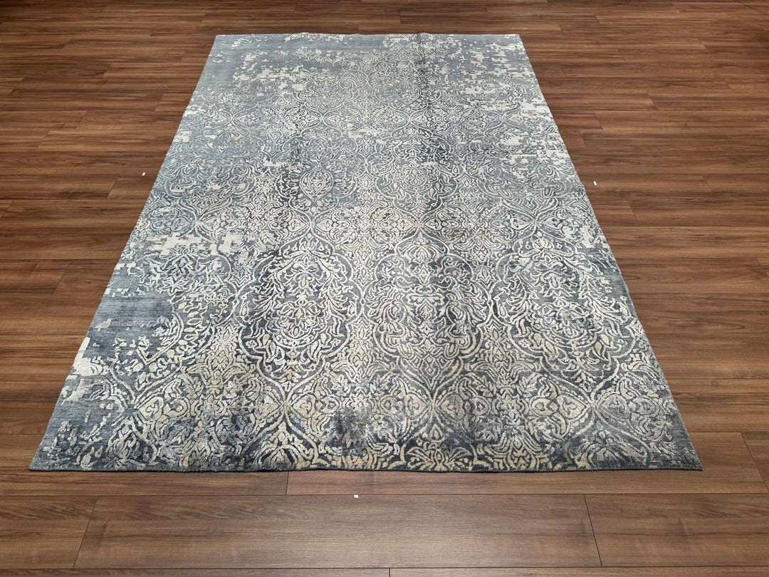 New Diamond Original Hand Woven Gray Wool Bamboo Carpet 200x295 5.90 Square Meters - 8x10 ft