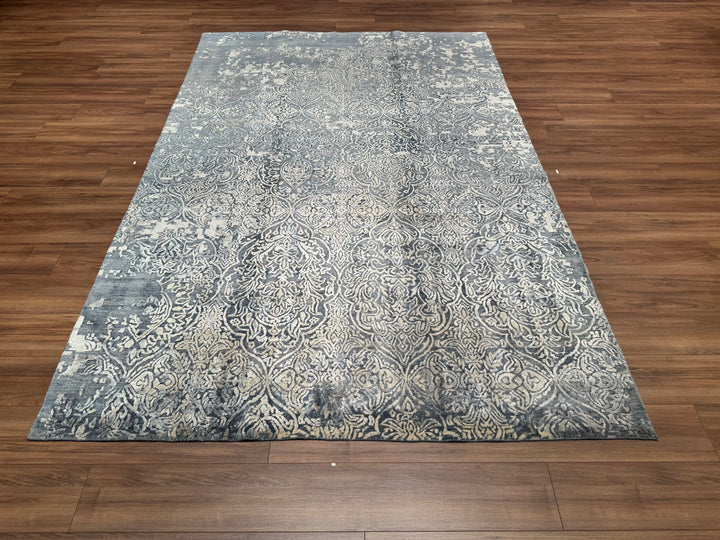 New Diamond Original Hand Woven Gray Wool Bamboo Carpet 200x295 5.90 Square Meters - 8x10 ft