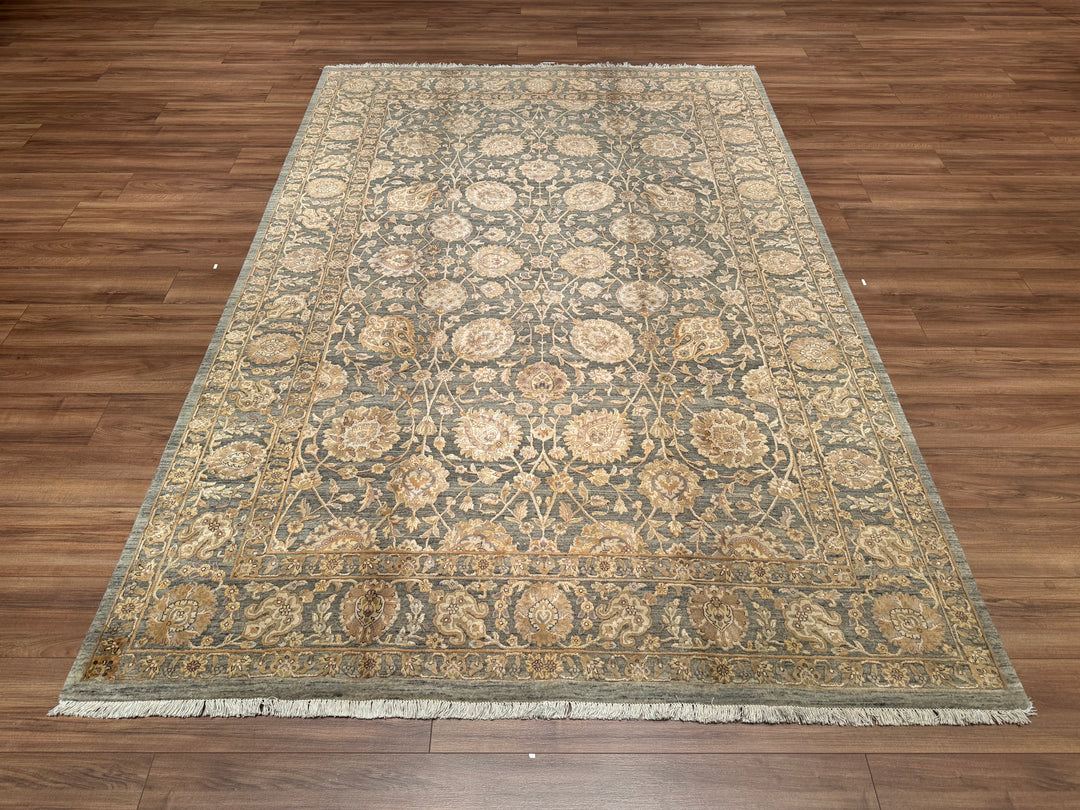 Indian Owl Original Hand Woven Gray Wool Bamboo Carpet 198x294 5.82 Square Meters - 7x10 ft