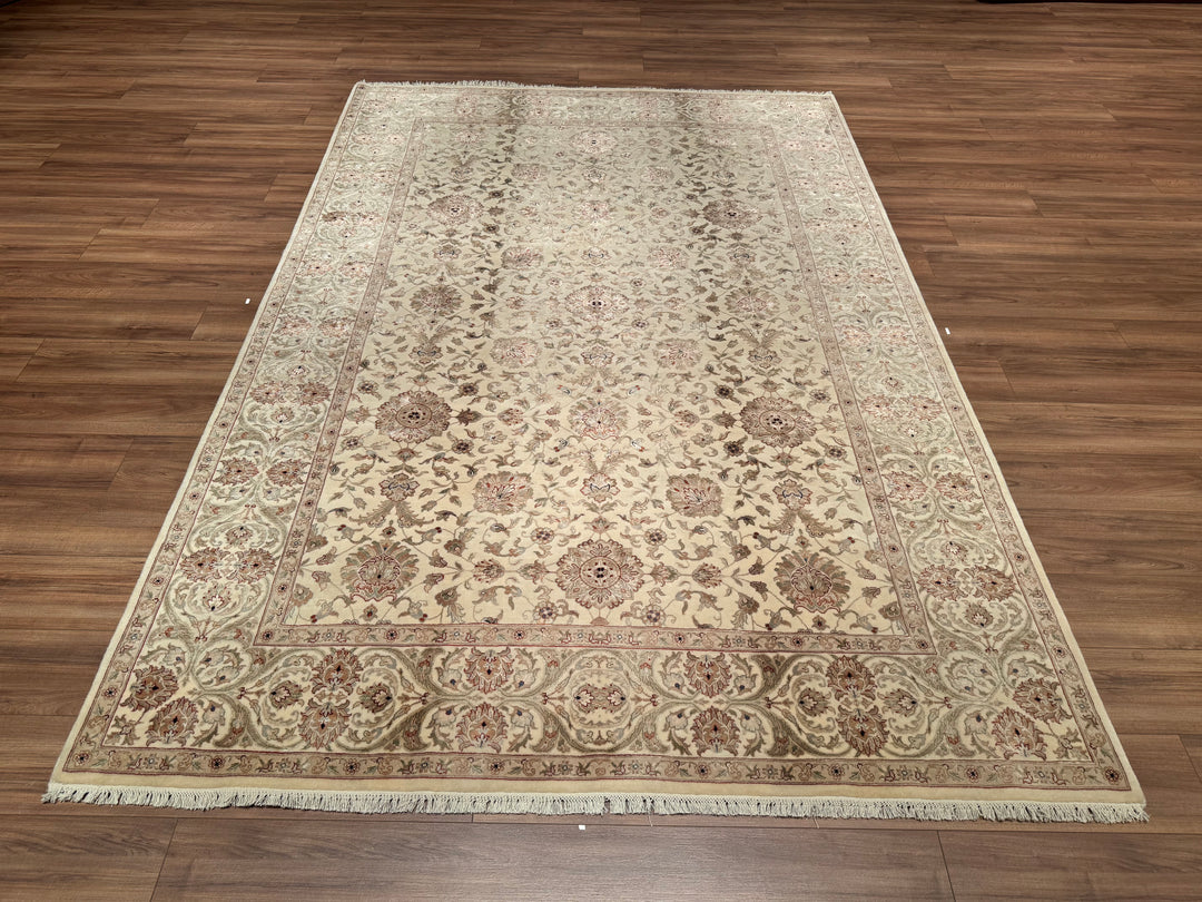 Indian Owl Original Hand Woven Cream Wool Bamboo Carpet 205x302 6.19 Square Meters - 7x10 ft