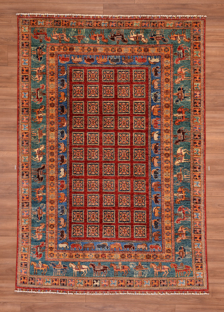 Pazırık Original Hand Woven Multi Vegetable Dyed Wool Carpet 170x246 4.18 Square Meters - 5x7 ft