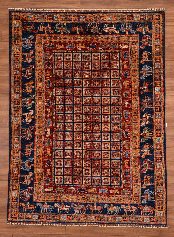 Pazırık Original Hand Woven Multi Vegetable Dyed Wool Carpet 173x233 4.03 Square Meters - 5x7 ft