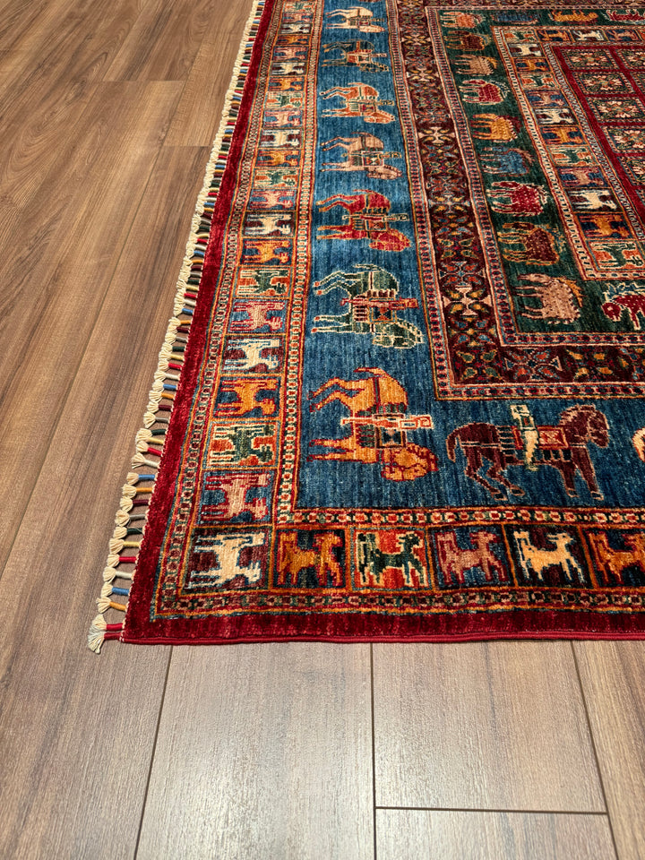 Pazırık Original Hand Woven Multi Vegetable Dyed Wool Carpet 204x303 6.18 Square Meters - 8x10 ft