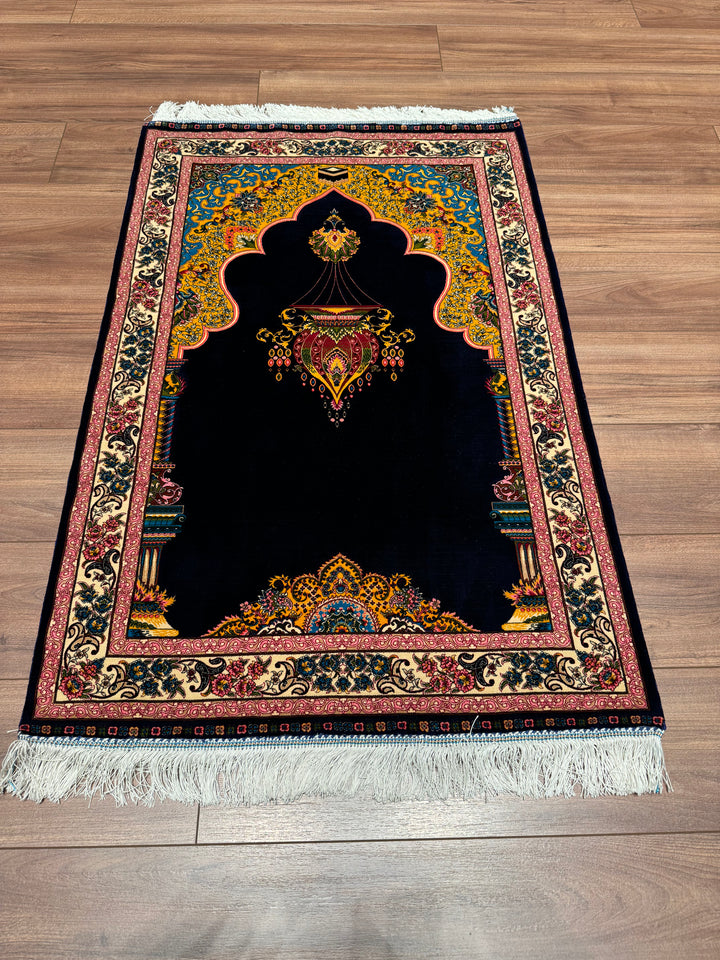 Iranian Dark Blue Prayer Rug 0.80x125 1 Square Meter - 2x4 ft