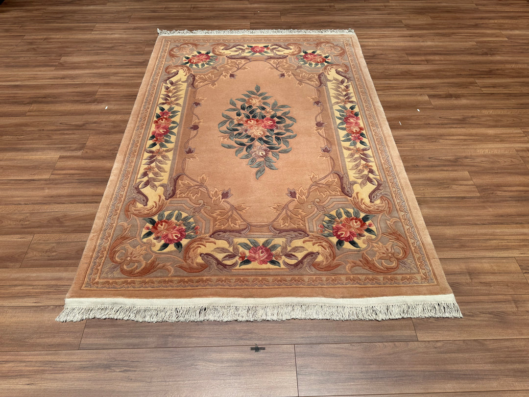 Chinese Carpet Original Hand Woven Beige Wool Carpet 170x240 4.08 Square Meters - 5x8 ft