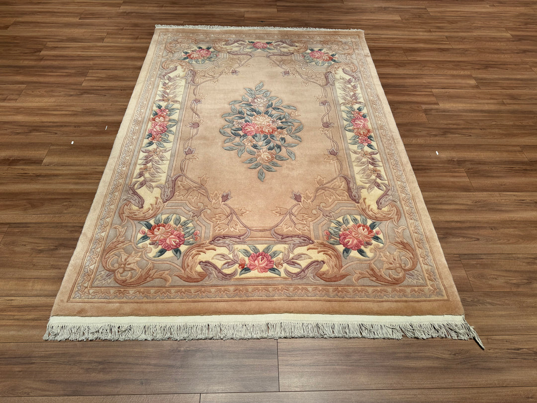 Chinese Carpet Original Hand Woven Beige Wool Carpet 170x240 4.08 Square Meters - 5x8 ft