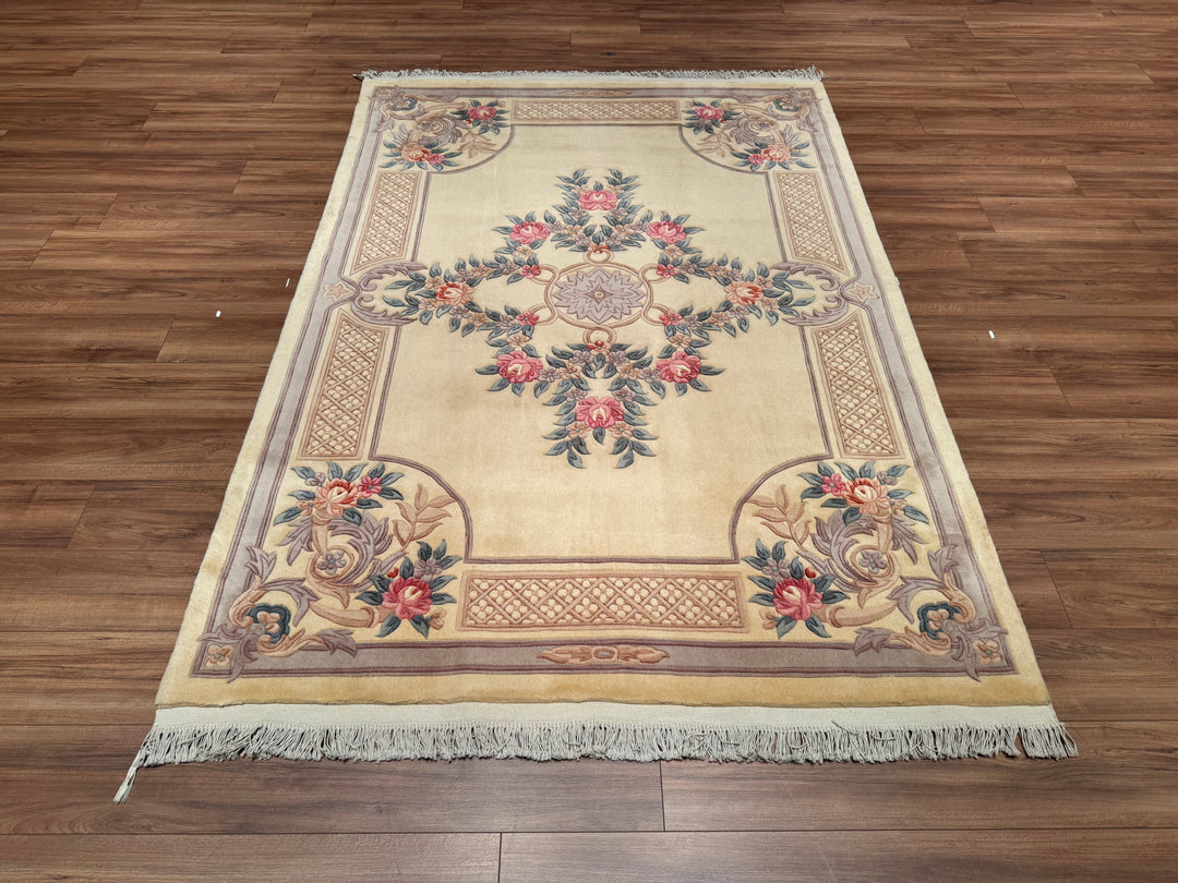 Chinese Carpet Original Hand Woven Beige Wool Carpet 170x240 4.08 Square Meters - 5x8 ft