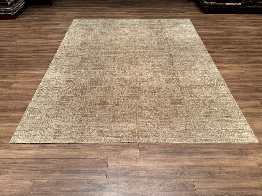 Scandinavian Original Hand Woven Brown Wool Carpet 251x305 7.66 Square Meters - 8x10 ft