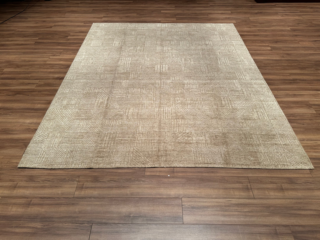 Scandinavian Original Hand Woven Brown Wool Carpet 251x305 7.66 Square Meters - 8x10 ft