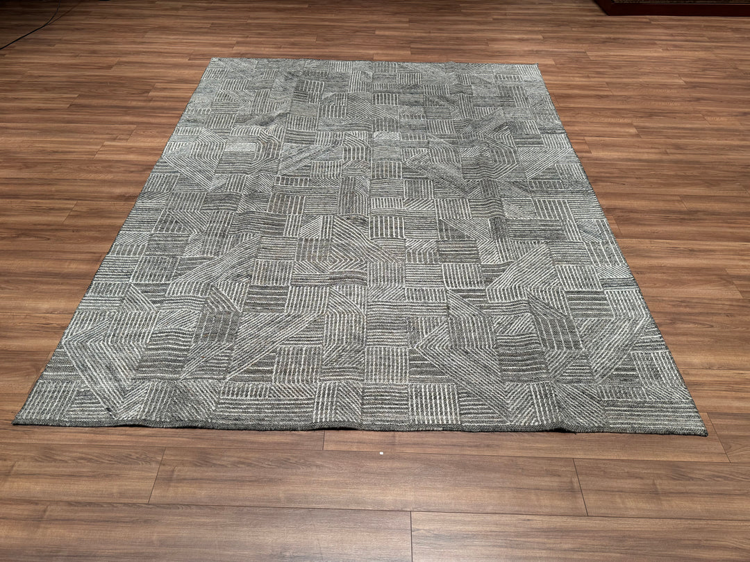 Scandinavian Original Hand Woven Gray Wool Carpet 243x305 7.41 Square Meters - 8x10 ft