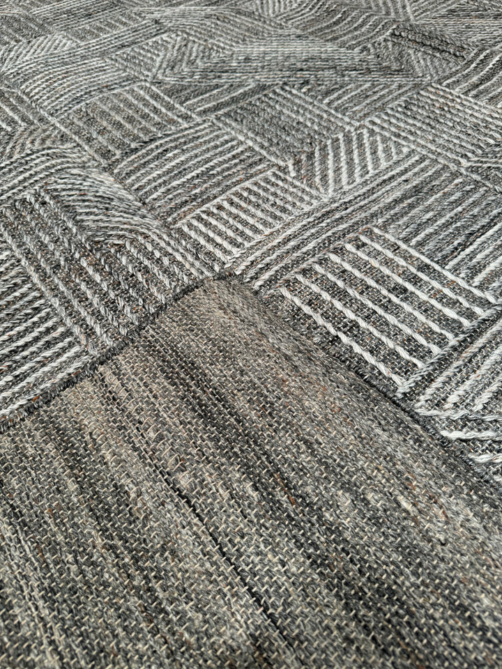 Scandinavian Original Hand Woven Gray Wool Carpet 243x305 7.41 Square Meters - 8x10 ft