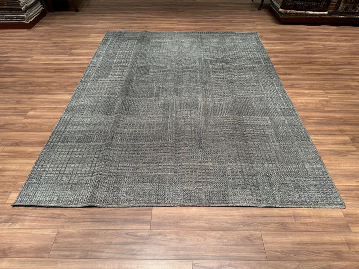 Scandinavian Original Hand Woven Anthracite Wool Carpet 247x320 7.90 Square Meters - 8x10 ft