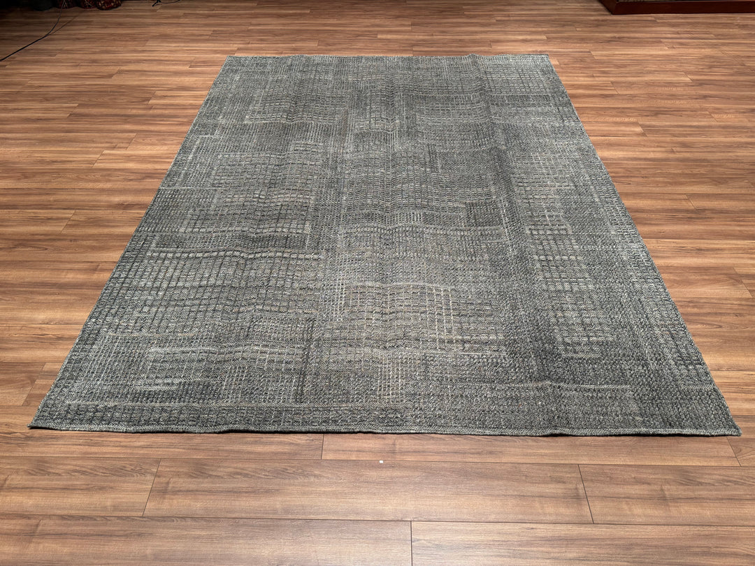 Scandinavian Original Hand Woven Anthracite Wool Carpet 247x320 7.90 Square Meters - 8x10 ft