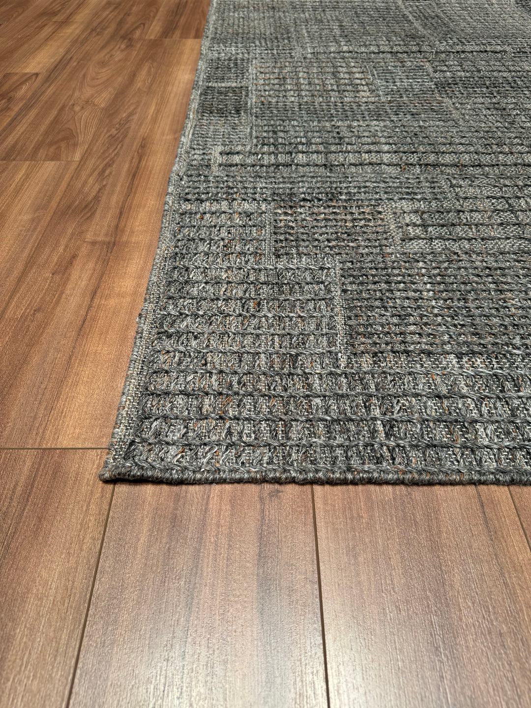 Scandinavian Original Hand Woven Anthracite Wool Carpet 247x320 7.90 Square Meters - 8x10 ft