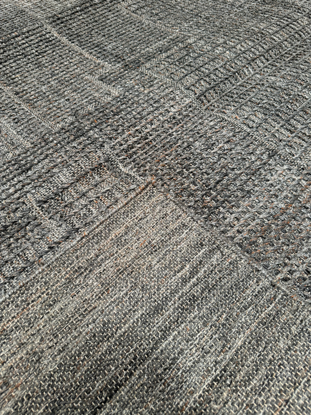 Scandinavian Original Hand Woven Anthracite Wool Carpet 247x320 7.90 Square Meters - 8x10 ft