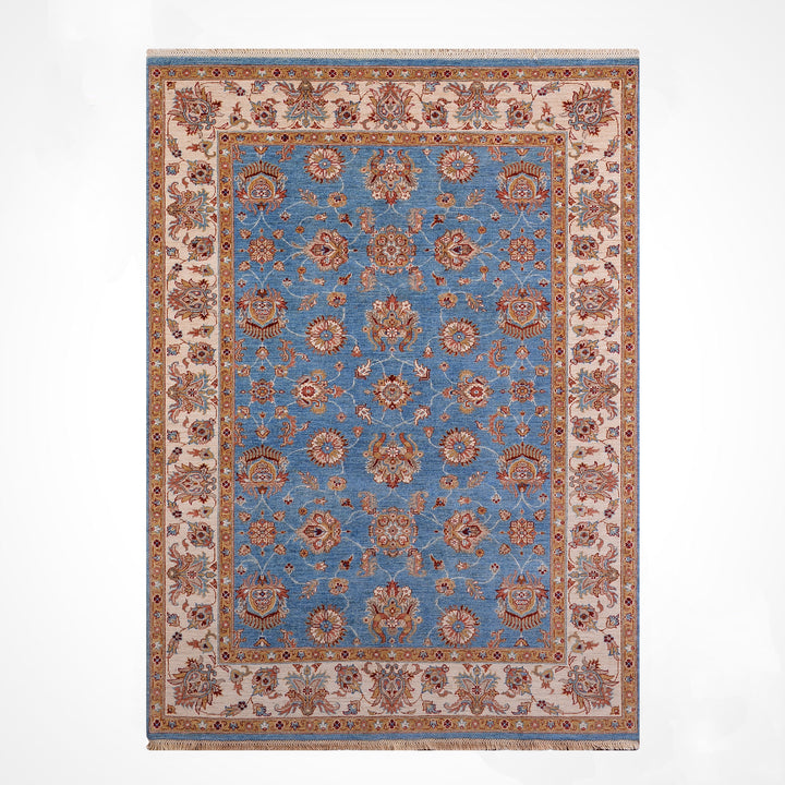 Uşak Original Handwoven Blue Root Dye Wool Rug 174x242 cm (4.21 square meters) - 6x8 ft