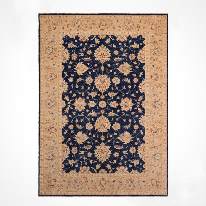 Uşak Original Handwoven Dark Blue Root Dye Wool Rug 170x238 cm (4.05 square meters) - 6x8 ft