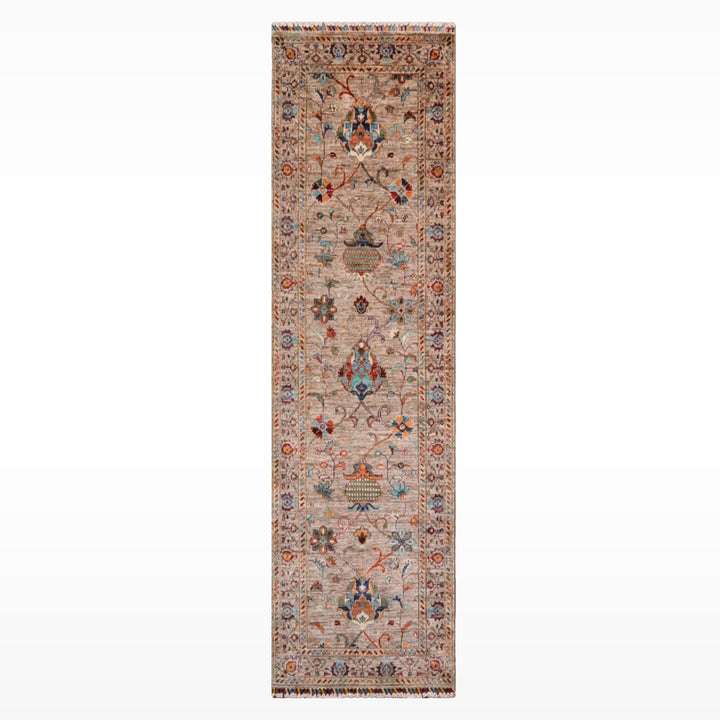 Sultani One Thousand and One Nights Runner Rug, Original Handwoven, Beige, Natural Dye Wool Carpet, 0.82x263 cm (2.16 square meters) - 3x8 ft 