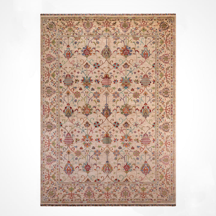 Sultani One Thousand and One Nights Original Handwoven Beige Vegetable Dyed Wool Rug 246x344 cm (8.46 square meters) - 8x11 ft