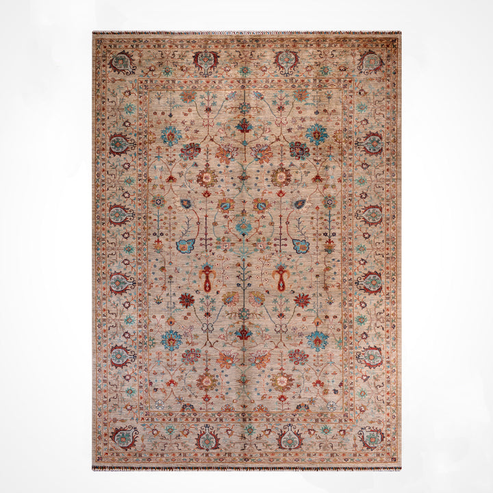 Sultani One Thousand and One Nights Original Handwoven Beige Root Dye Wool Rug 246x344 cm (8.46 square meters) - 8x11 ft 