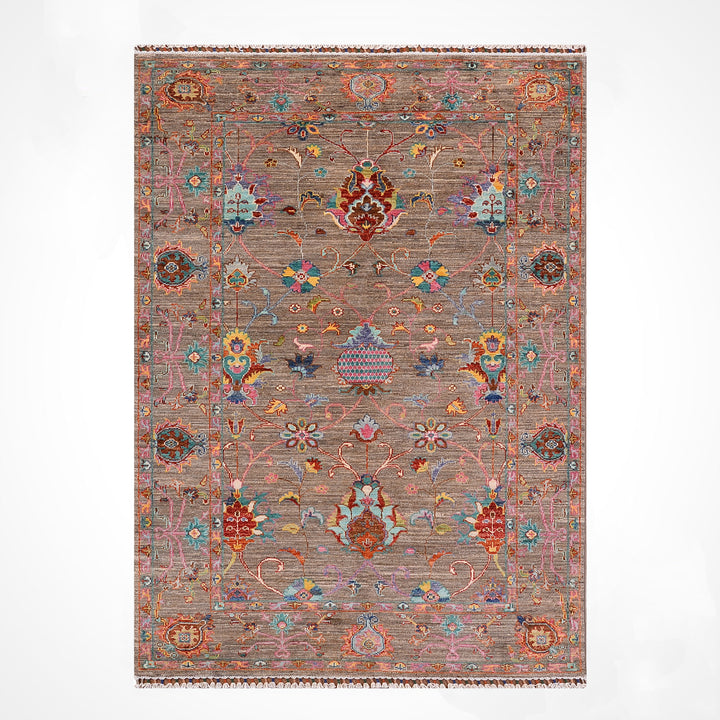 Sultani One Thousand and One Nights Original Handwoven Beige Root Dye Wool Rug 119x179 cm (2.13 square meters) - 4x6 ft 