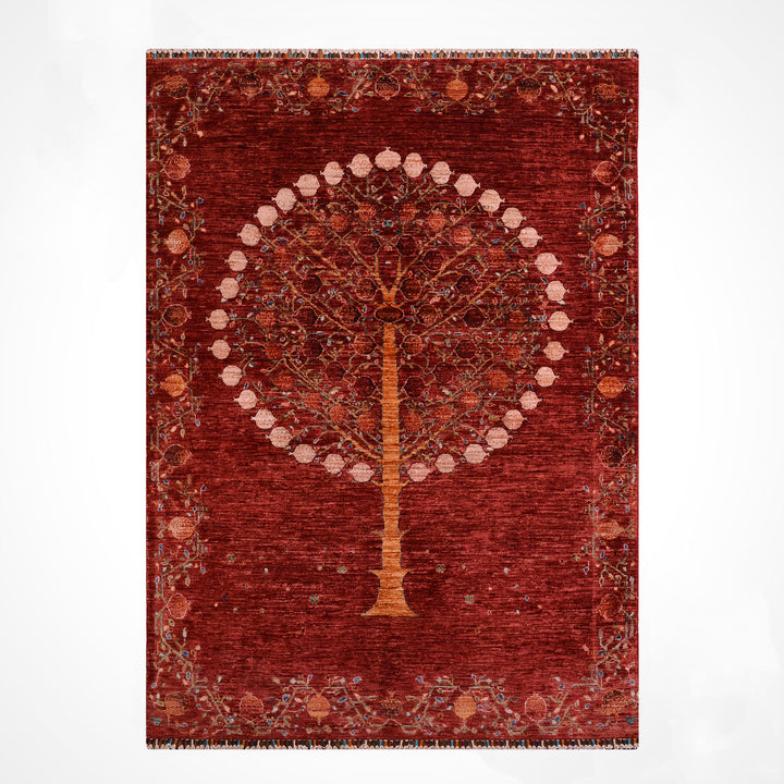 Pomegranate Tree Original Handwoven Red Root Dye Wool Rug 172x244 cm (4.20 square meters) - 5x8 ft 