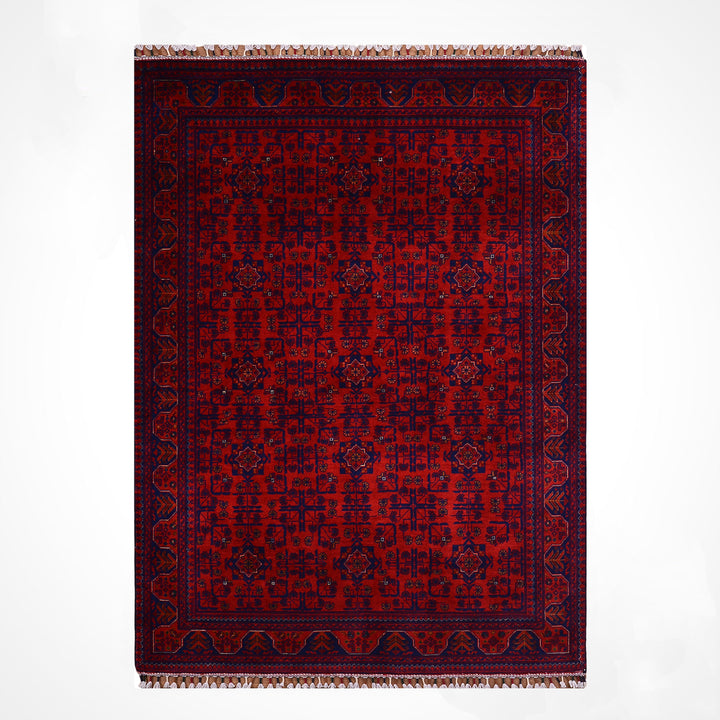 Afghan Rug Hamyap Original Handwoven Root Dyed Wool 147x197 2.90 Square Meters - 5x6 ft 