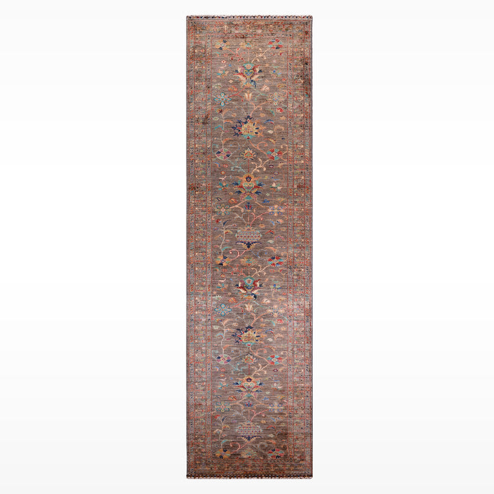 Sultani Binbirgece Yolluk Orijinal El Dokuması Kahverengi Kök Boya Yün Halı 0.80x398 3.18 Metrekare - 3x12 ft