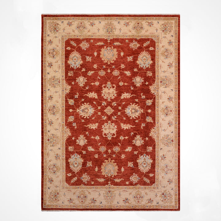 Uşak Orijinal El Dokuması Kırmızı Krem Kök Boya Yün Halı 169x234 3.95 Metrekare - 6x8 ft