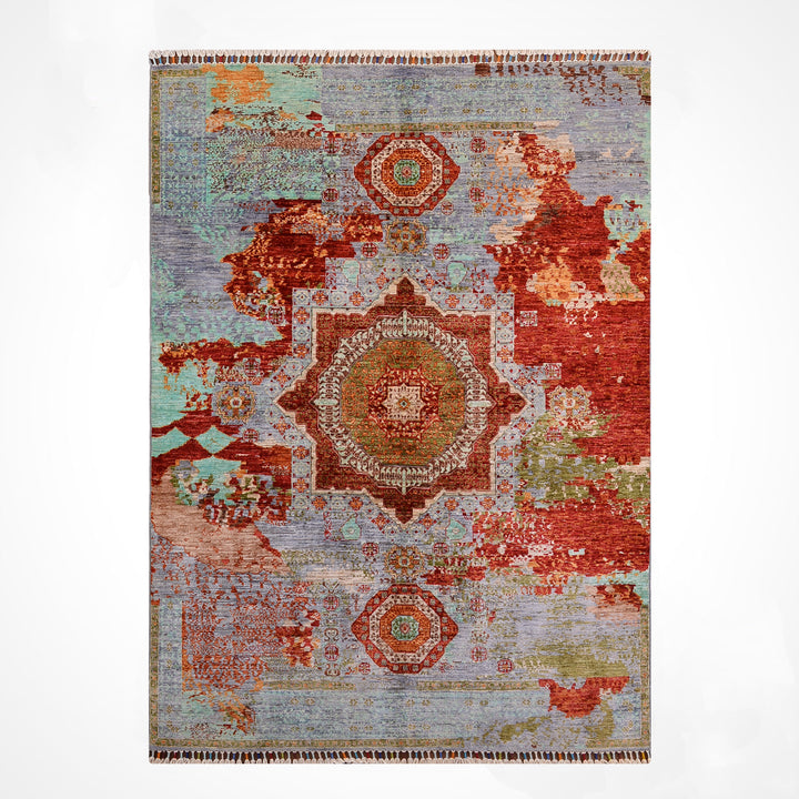 Kırık Memlük Orijinal El Dokuması Multi Kök Boya Yün Halı 152x198 3.01 Metrekare - 4x6 ft