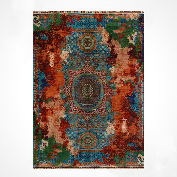 Kırık Memlük Orijinal El Dokuması Multi Kök Boya Yün Halı 156x203 3.17 Metrekare - 5x6 ft