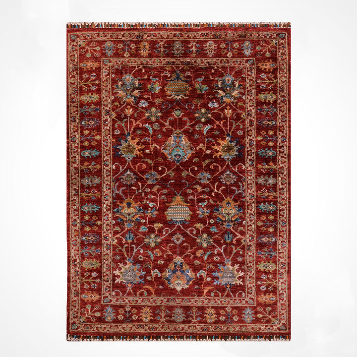 Sultani Binbirgece Orijinal El Dokuması Kırmızı Kök Boya Yün Halı 127x185 2.35 Metrekare - 4x6 ft