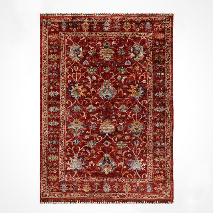 Sultani Binbirgece Orijinal El Dokuması Kırmızı Kök Boya Yün Halı 125x193 2.41 Metrekare - 4x6 ft
