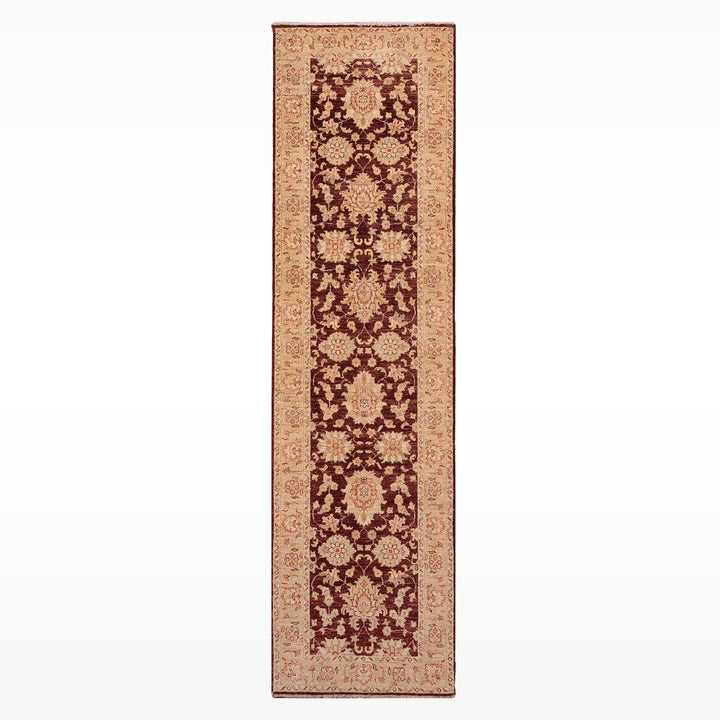 Uşak Original Handwoven Runner Rug, Burgundy Cream, Vegetable Dyed Wool Carpet, 0.81x305 cm, 2.47 Square Meters - 3x10 ft 