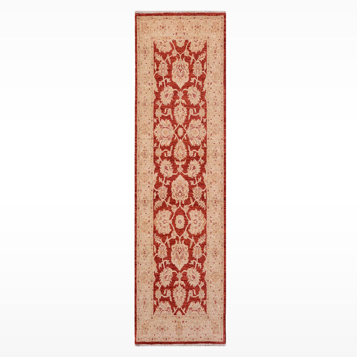 Uşak Original Handwoven Runner Rug, Red and Cream, Vegetable Dyed Wool Carpet, 0.82x204 cm (1.67 square meters) - 3x6 ft 