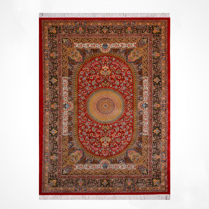 Iranian Medallion Red Modal Silk Rug 150x225 cm (3.38 square meters) - 5x7 ft
