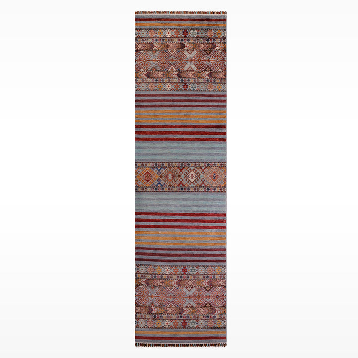 Khorjin Orijinal El Dokuması Yolluk Gri Kök Boya Yün Halı 0.82x260 2.13 Metrekare - 3x8 ft