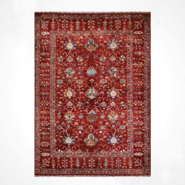 Sultani One Thousand and One Nights Original Handwoven Red Vegetable Dyed Wool Rug 209x301 cm (6.29 square meters) - 8x10 ft