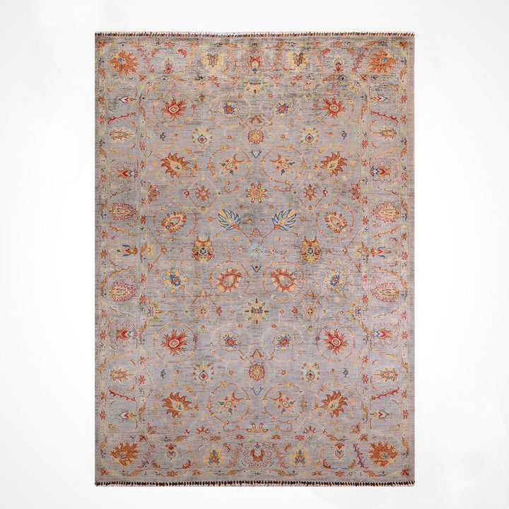 Sultani One Thousand and One Nights Original Handwoven Grey Vegetable Dyed Wool Rug 196x290 cm (5.68 square meters) - 7x10 ft
