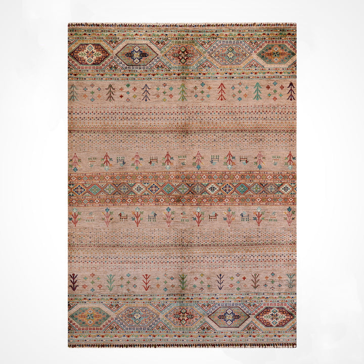 Khorjin Original Handwoven Beige Vegetable Dyed Wool Rug 173x246 cm (4.26 square meters) - 5x7 ft
