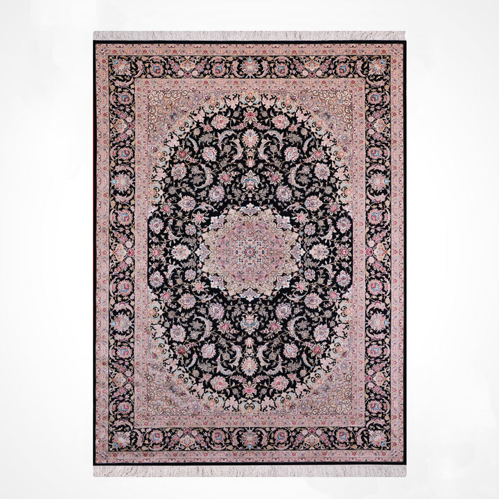 Iranian Patterned Pink Modal Silk Rug 150x225 cm (3.38 square meters) - 5x7 ft