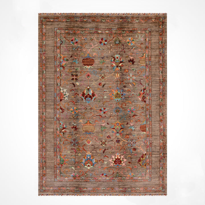 Sultani Binbirgece Orijinal El Dokuması Bej Kök Boya Yün Halı 174x243 4.23 Metrekare - 5x8 ft