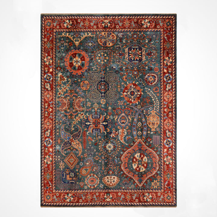 Heriz Green Original Hand Woven Vegetable Dyed Wool Carpet 248x300 7.44 Square Meters - 8x10 ft