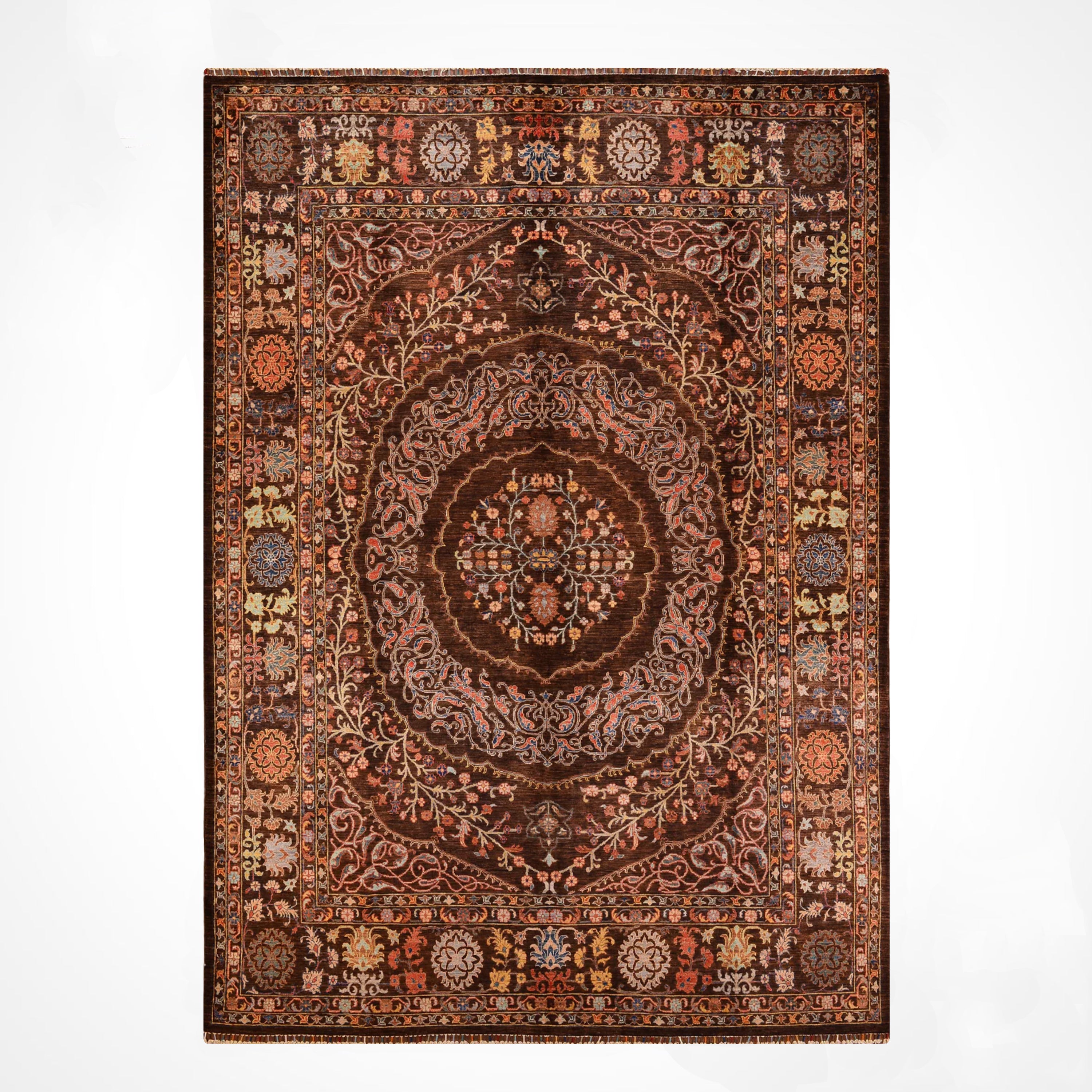 Heriz Original Hand Woven Brown Vegetable Dyed Wool Carpet 266x367